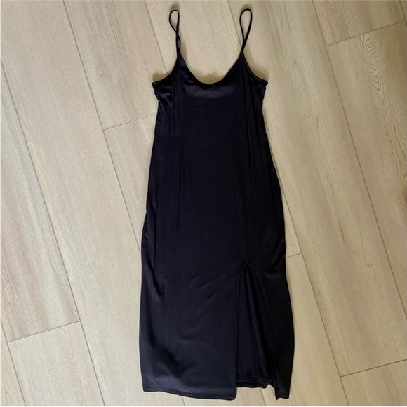 NWT Abercrombie & Fitch Black Spaghetti Strap Midi Dress with Slit Medium Petite - Picture 11 of 12